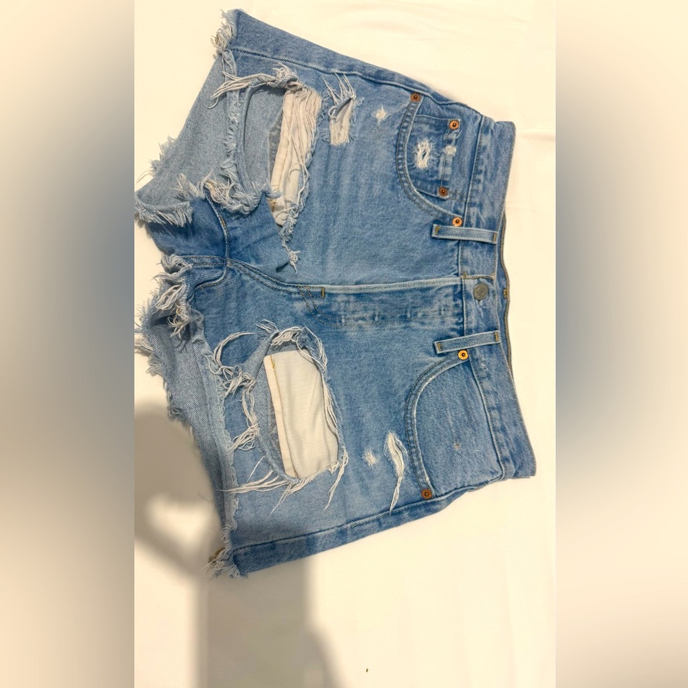 Levi's Light Blue Distressed Jean Shorts